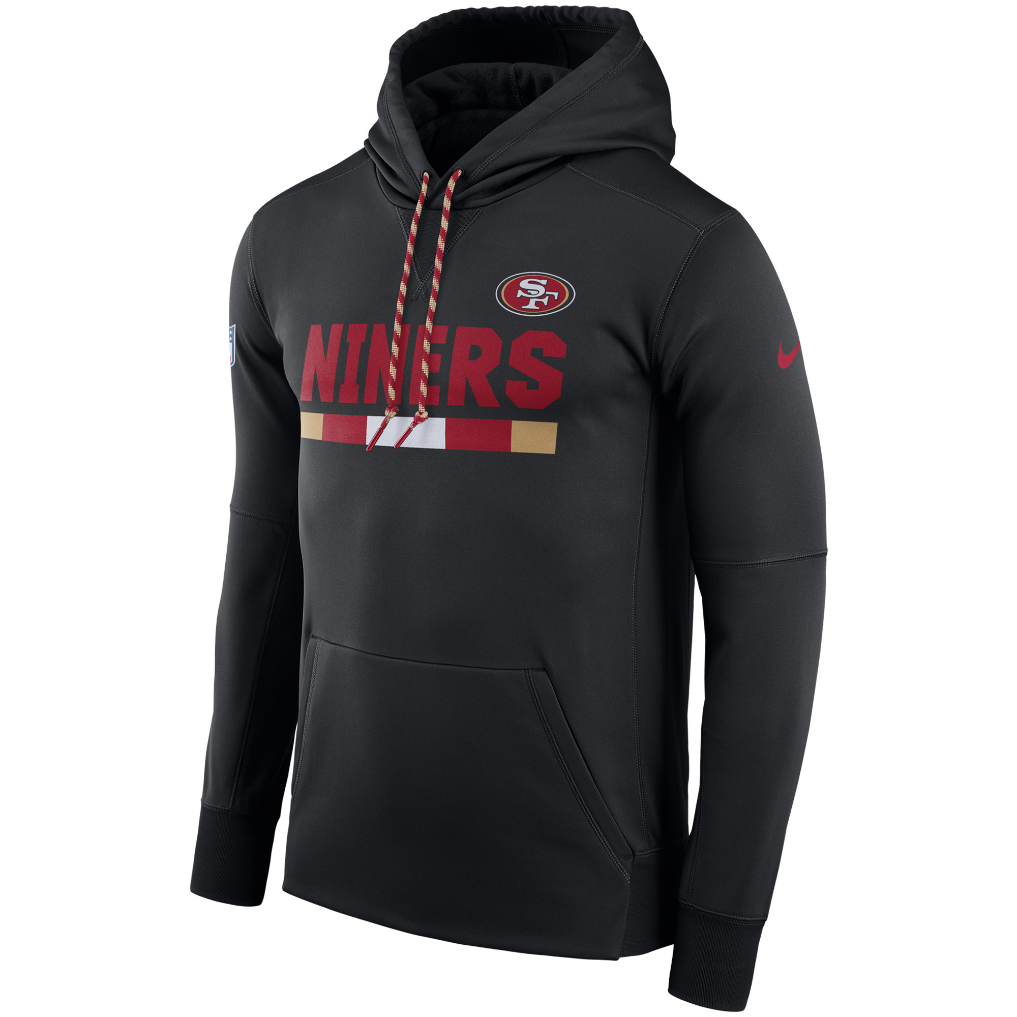 NFL Men San Francisco 49ers Nike Black Sideline ThermaFit Performance PO Hoodie